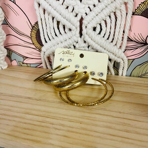 Women's‎ Ashley Collection Gold Hoop Earrings Set NWT